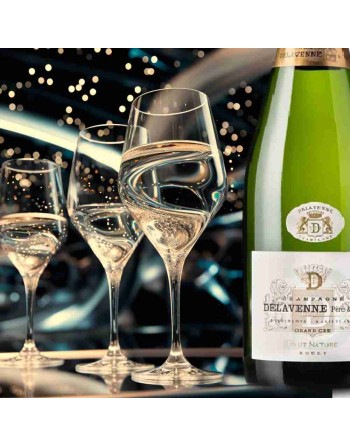 Coffret Cadeau avec Champagne Blanc de Blancs avec verre à champagne