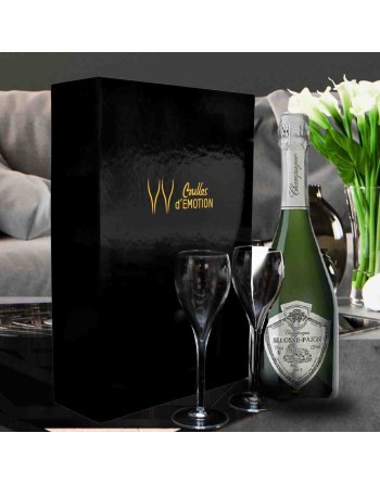 Coffret Champagne Selosse Millésimé : Coffret Champagne pour anniversaire ou mariage avec champagne et verres à champagne
